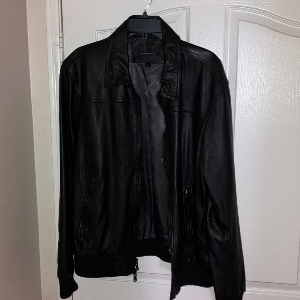 John Varvatos Black Leather Jacket